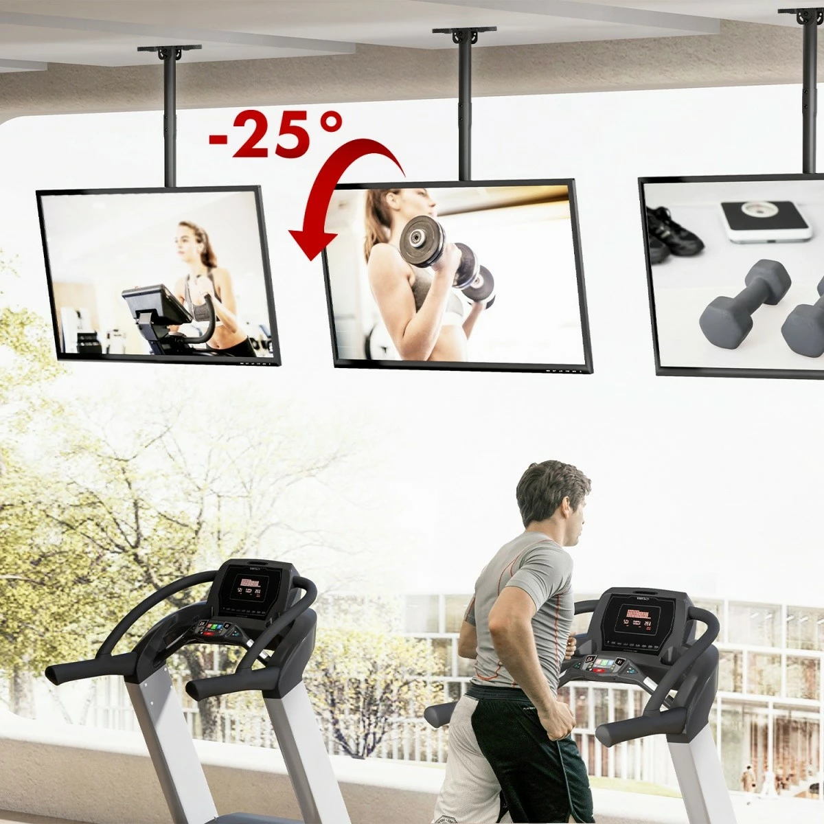 Mbajtës tavani për TV Maclean MC-112B, deri 60kg, VESA 600x400, i zi