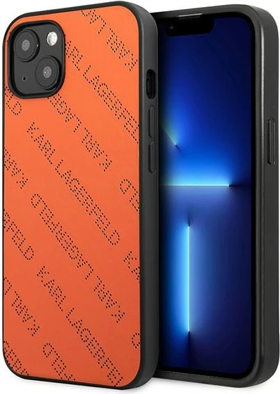 Mbështjellës Karl Lagerfeld Perforated Allover për iPhone 13/14/15, 6.1", Portokalli