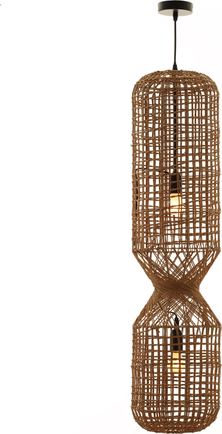 Llambë varëse për tavan, cilindrike, litar letre, ngjyrë bezhë, FH4344, Φ25x100-160Hcm