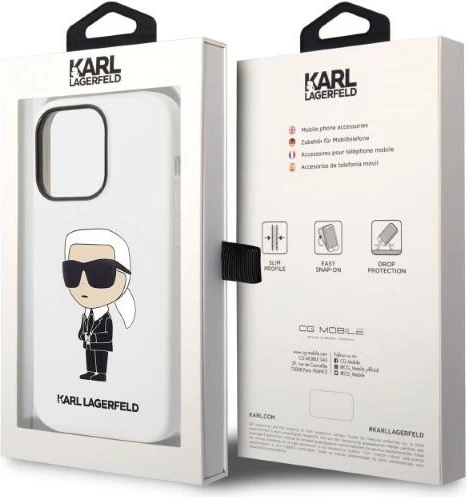 Mbështjellës Karl Lagerfeld Silicone Ikonik për iPhone 14 Pro 6.1", Bardhë