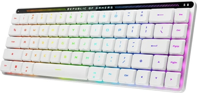 Tastierë gaming ASUS ROG Falchion RX Low Profile, 65%, RGB, Wired & Wireless, QWERTZ, e bardhë