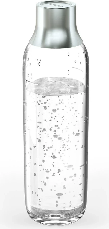 Shishe karbonizuese BRITA sodaTRIO, 1 L, Qelq, 2 copë, Argjendtë