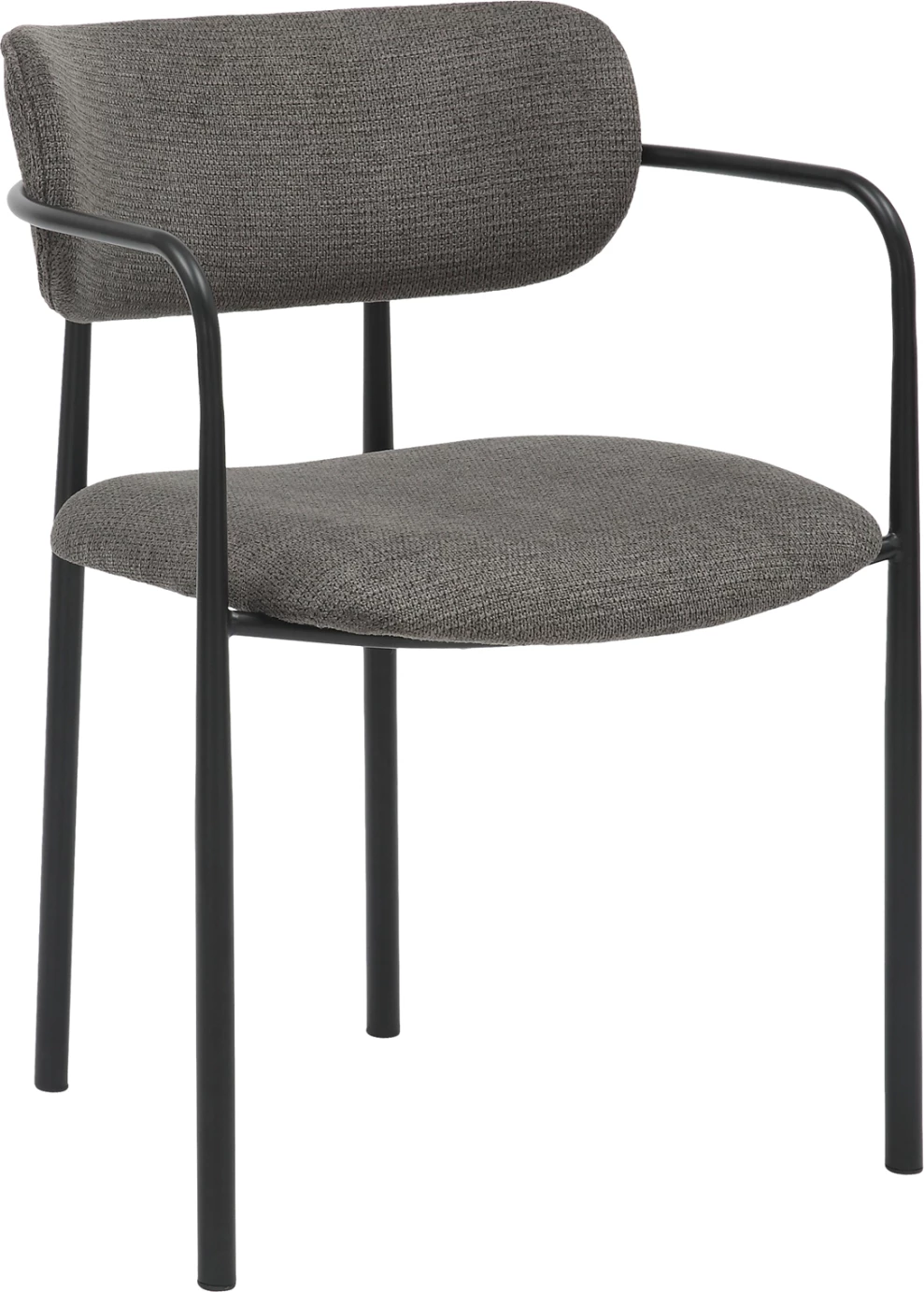 Karrige për ngrënie KRITTER FH9994.02 metal i zi-pëlhurë gri e errët 58x53x76Hcm, set prej 2 copash