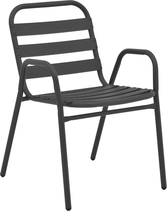 Tavolinë me karrige Ensure-Sussie, metal-xham, ngjyrë gri e errët, 140x80x70cm, 5 copë