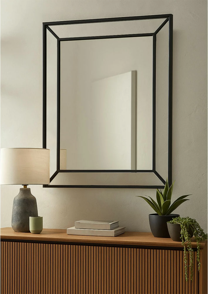 Pasqyrë varëse, ngjyrë e zezë, 80x110cm