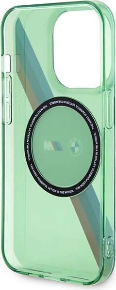 Mbështjellës BMW M Tricolor Stripes MagSafe për iPhone 15 Pro, i gjelbër