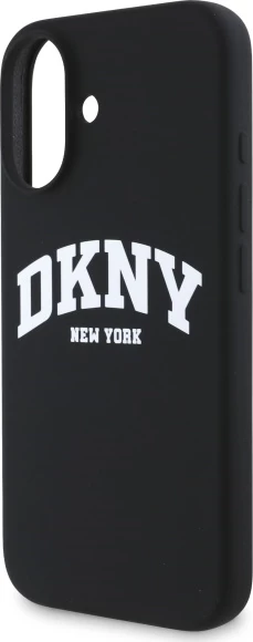 Mbështjellës DKNY Silicone White Printed Logo MagSafe për iPhone 16, i zi