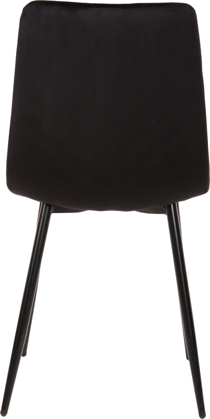 Karrige ngrënieje LATRELL, FH8587.04, kadife e zezë & këmbë metalike të zeza, 43x54x88H cm., set prej 4 copësh