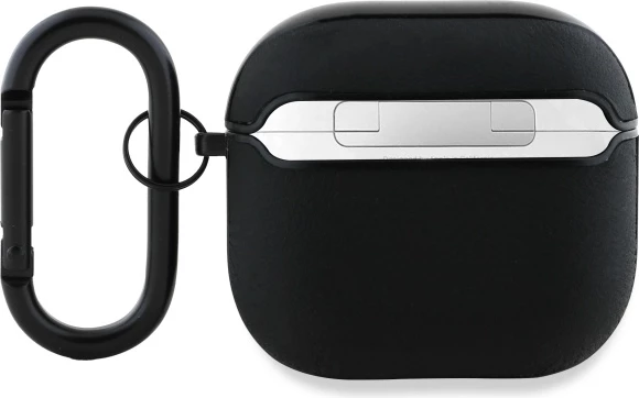 Mbështjellës BMW BMA4SSLBK për AirPods 4, lëkurë natyrale, logo argjendi, e zezë