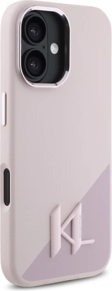 Mbështjellës Karl Lagerfeld Silicone Shadow Metal Initial MagSafe për iPhone 16, Rozë