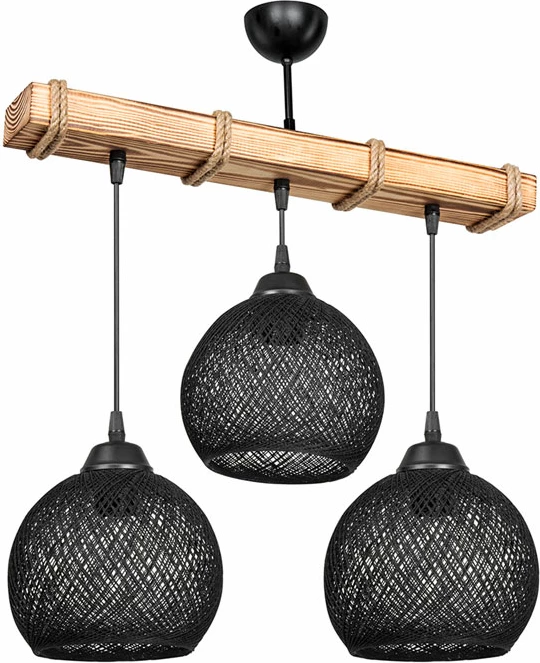 Dritë tavani Fiona Ε27, ngjyrë zezë-natyrale, 50x20x63cm