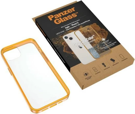 Mbështjellës PanzerGlass ClearCase antibakterial për iPhone 13/14/15, transparent i verdhë
