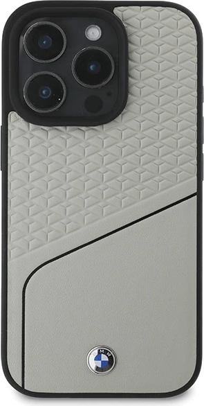 Mbështjellës BMW Sign me teksturë lëkure dhe MagSafe për iPhone 16 Pro, Gri