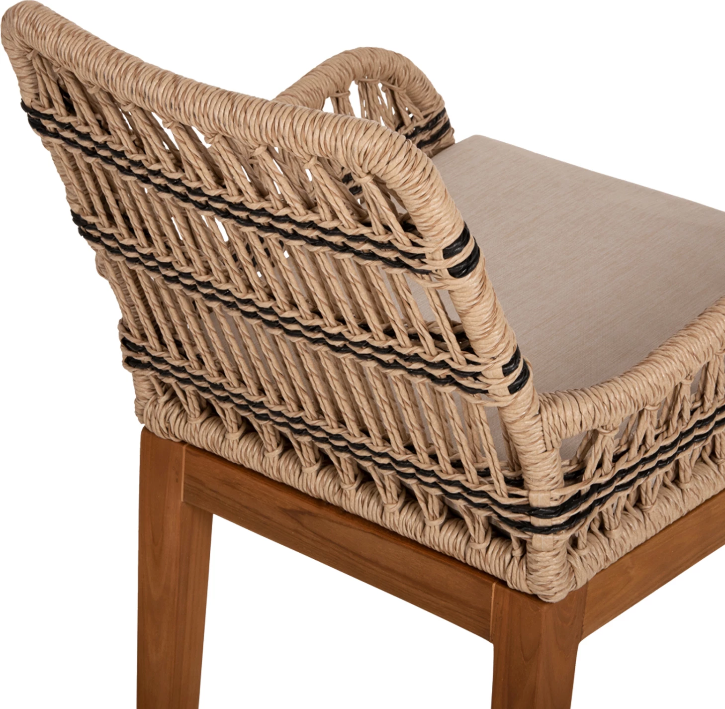 Karrige me krahë STARDOM, dru tik dhe litar, ngjyrë natyrale me detaje antraciti, FH9760.02, 57x65x83cm