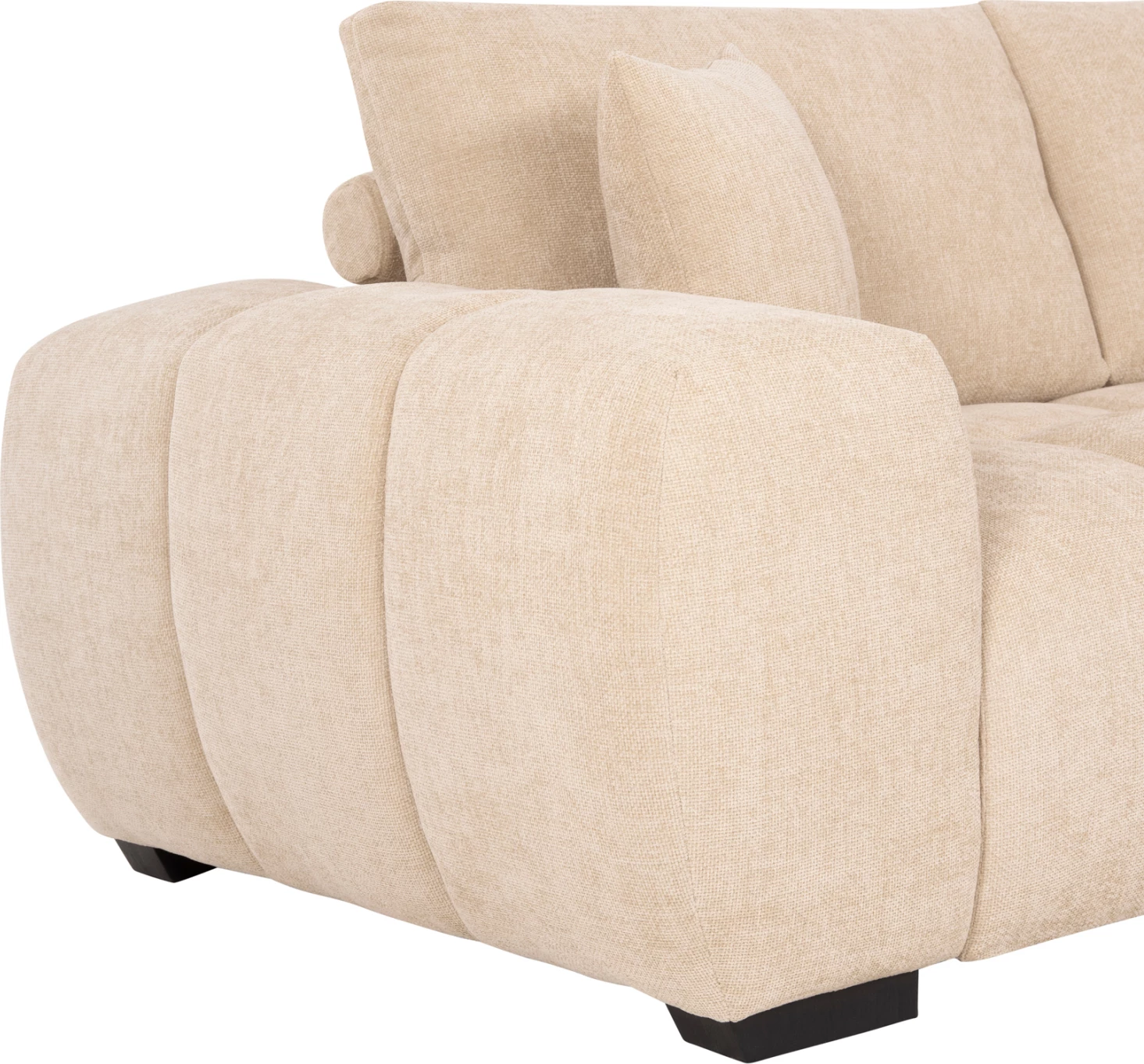 Këndore e djathtë COVEN FH3266.01R, pëlhurë ecru, 298x102-208x85H cm