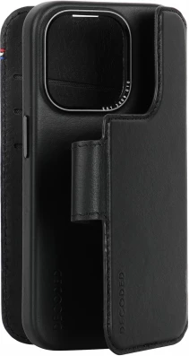 Mbështjellës Decoded Detachable Wallet për iPhone 15 Plus, me MagSafe, Lëkurë, Zi