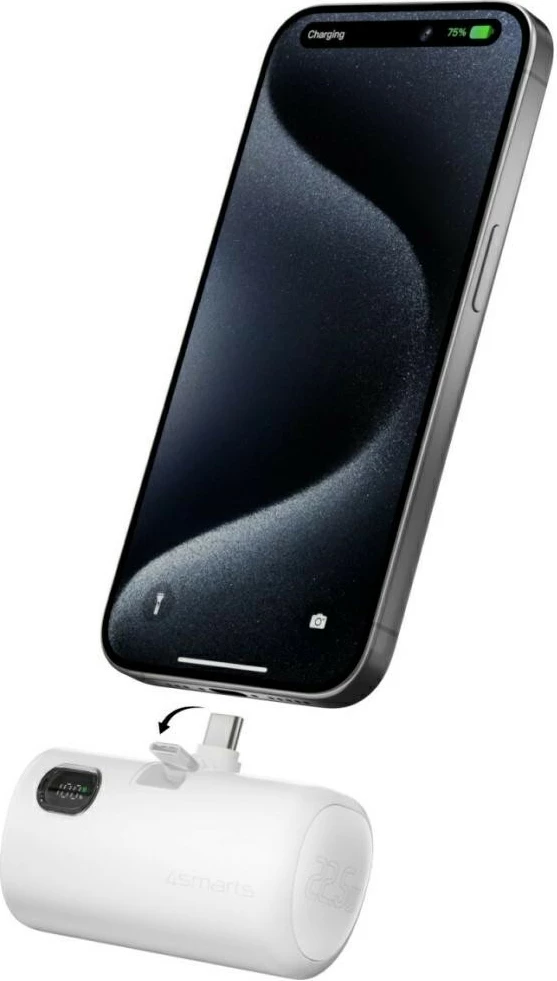 Power bank 4smarts PicoFold 4SM000035 5000mAh 22.5W, 1x USB-A + USB-C, kabllo/konektor i palosshëm, i bardhë