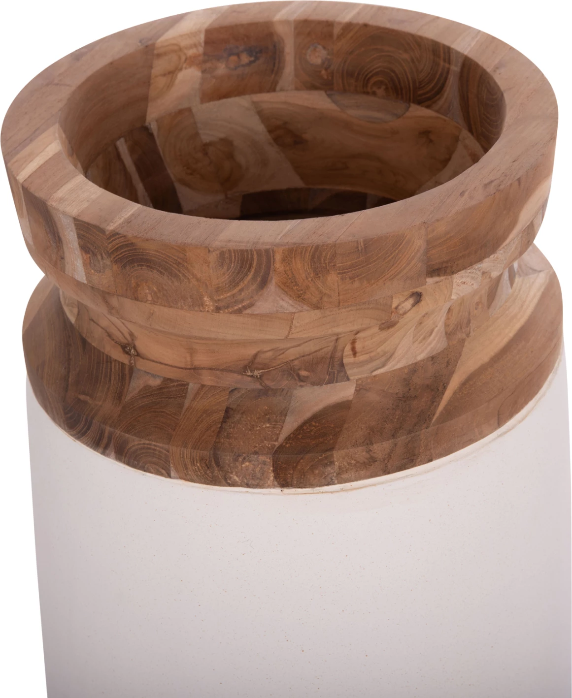 Vazo dekorative për dysheme LINTER, fibër-cement, ngjyrë e bardhë, dru tik, Φ34x60cm