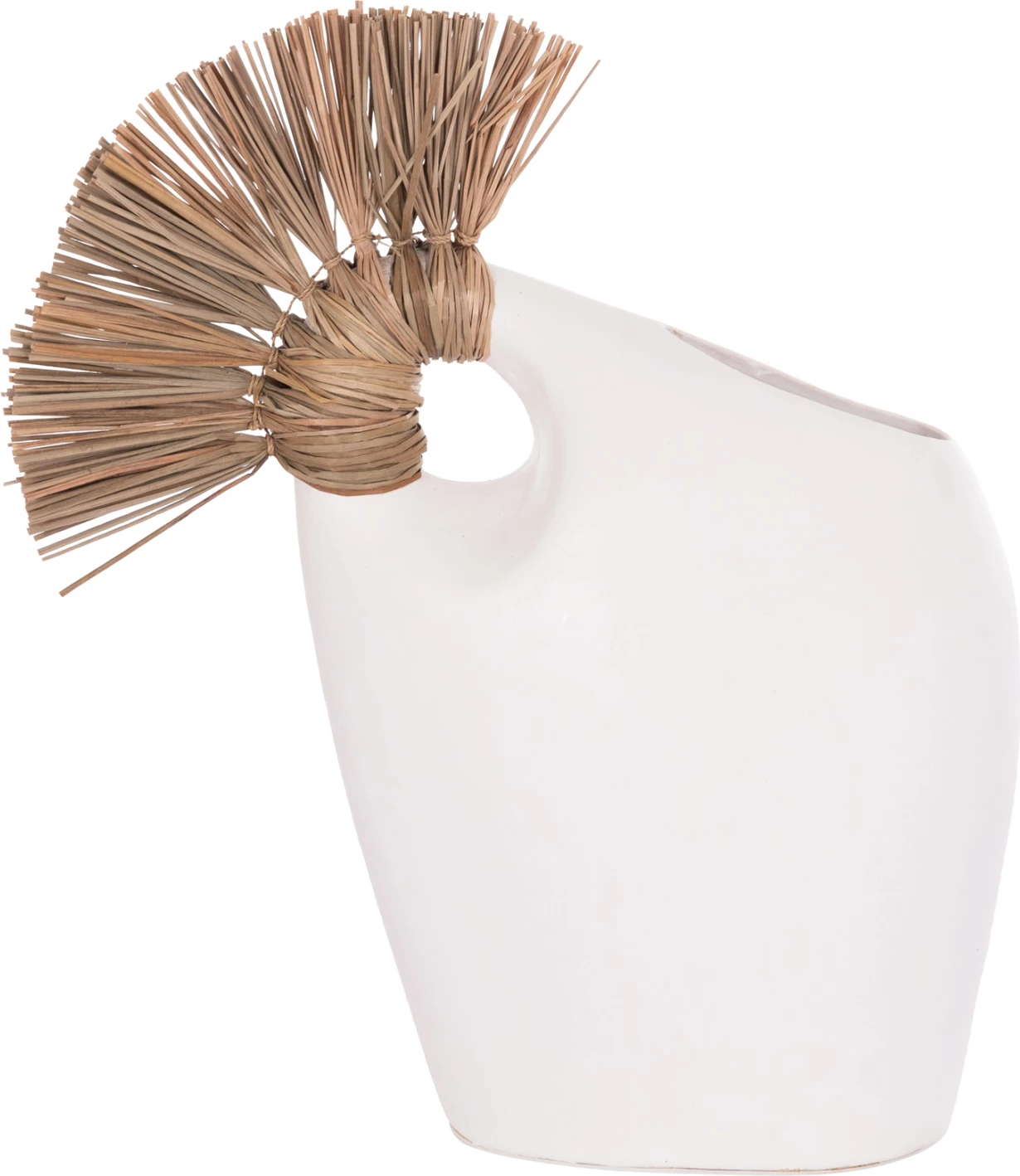 Vazo dekorative tavoline ALICA2, terrakotë e bardhë, dorezë me bar, 44x18x50cm