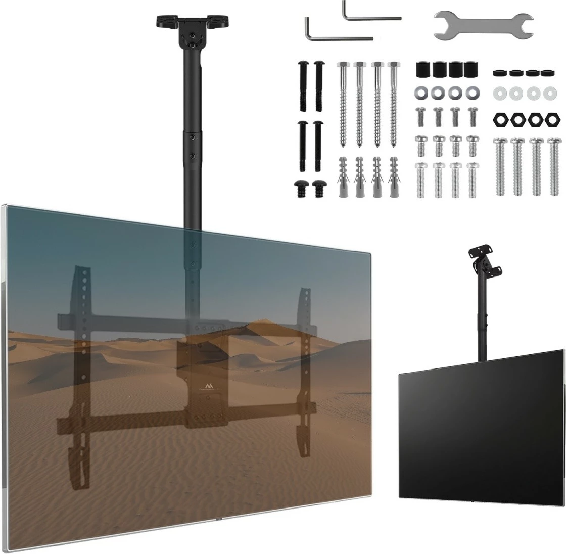 Mbajtës tavani për TV Maclean MC-112B, deri 60kg, VESA 600x400, i zi