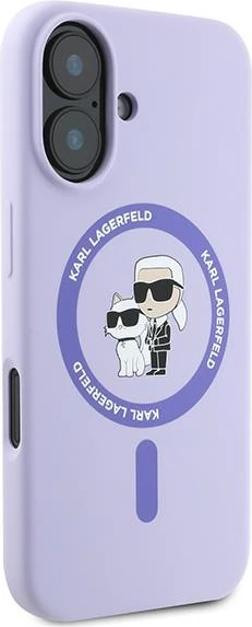 Mbështjellës Karl Lagerfeld Silicone KC Heads Ring MagSafe për iPhone 16 Plus, Vjollcë