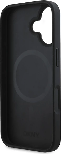 Mbështjellës DKNY për iPhone 16 Plus, MagSafe, lëkurë ekologjike, i zi