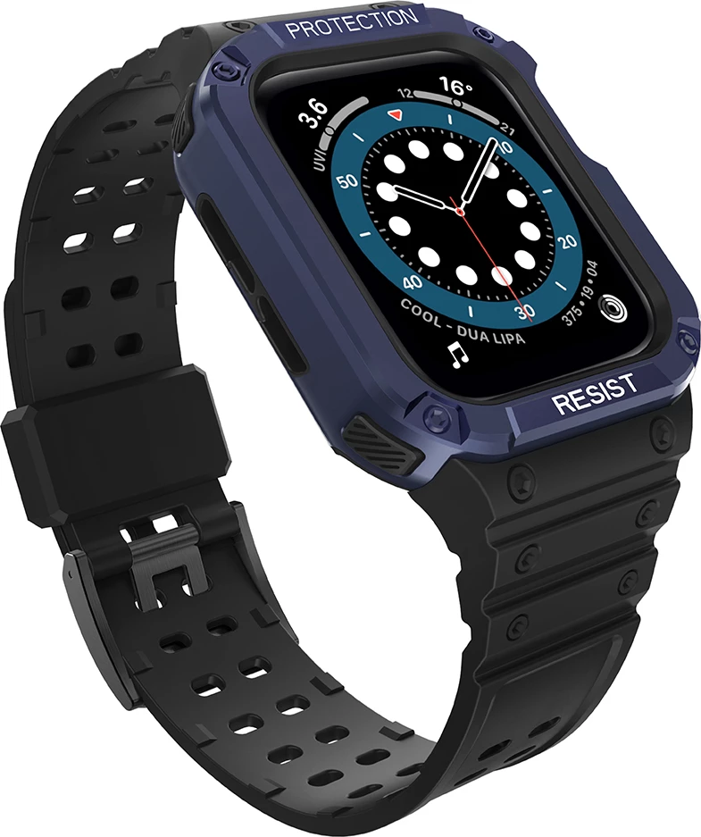 Rrip me kasë mbrojtëse për Apple Watch Hurtel, 41/40/38mm, i zi/blu