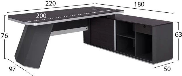 Tavolinë profesionale për zyre, kënd i djathtë, ngjyrë trëndafili, FH2083R, 220x180x76 cm