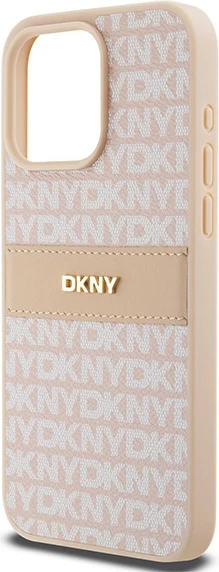 Mbështjellës DKNY Mono Stripe & Metal Logo për iPhone 15 Pro Max, Rozë