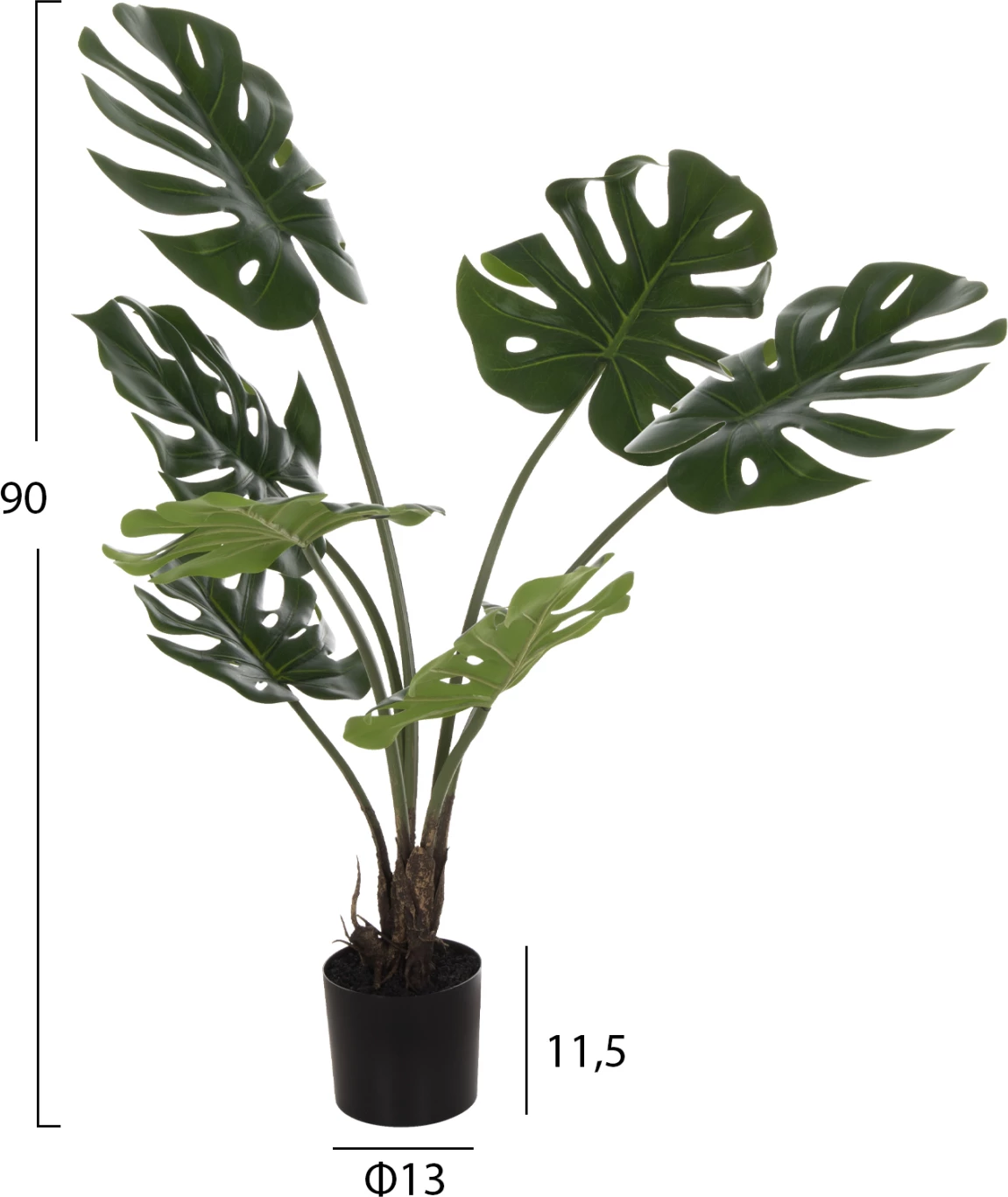 Bimë sintetike dekorative, pema Monstera në vazo, 90H cm