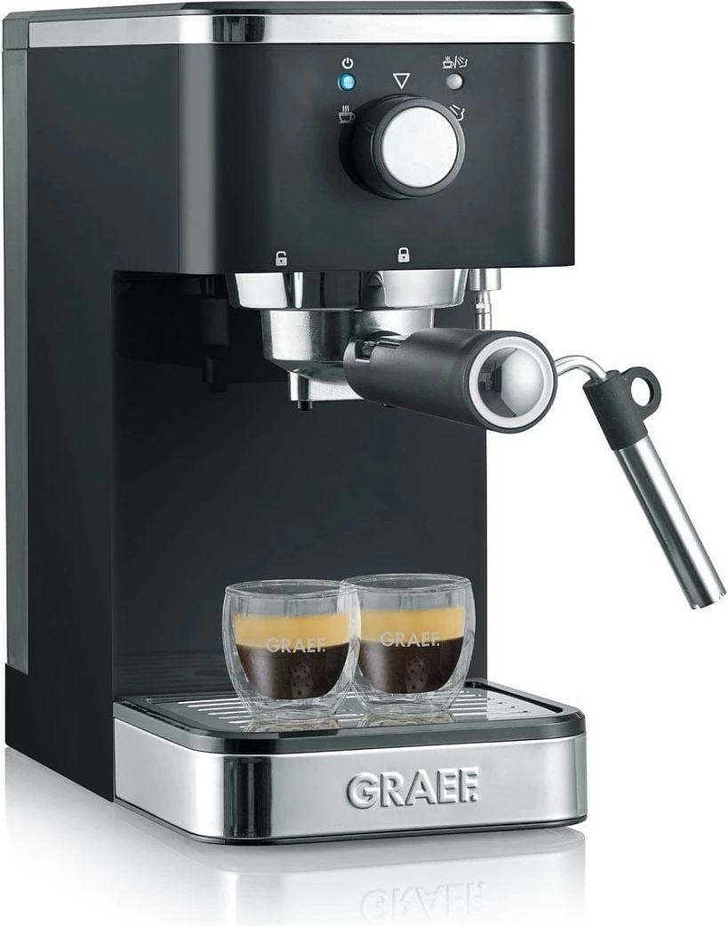 Makinë espresso Graef ES 402, 1.25 L, Kafe e bluar, 1400 W, E zezë, Çelik satinat