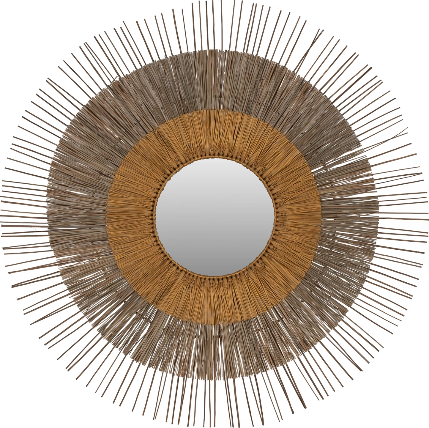 Pasqyrë me kornizë bari Mendong, ngjyrë natyrale-ari, Φ105 cm, FH7798