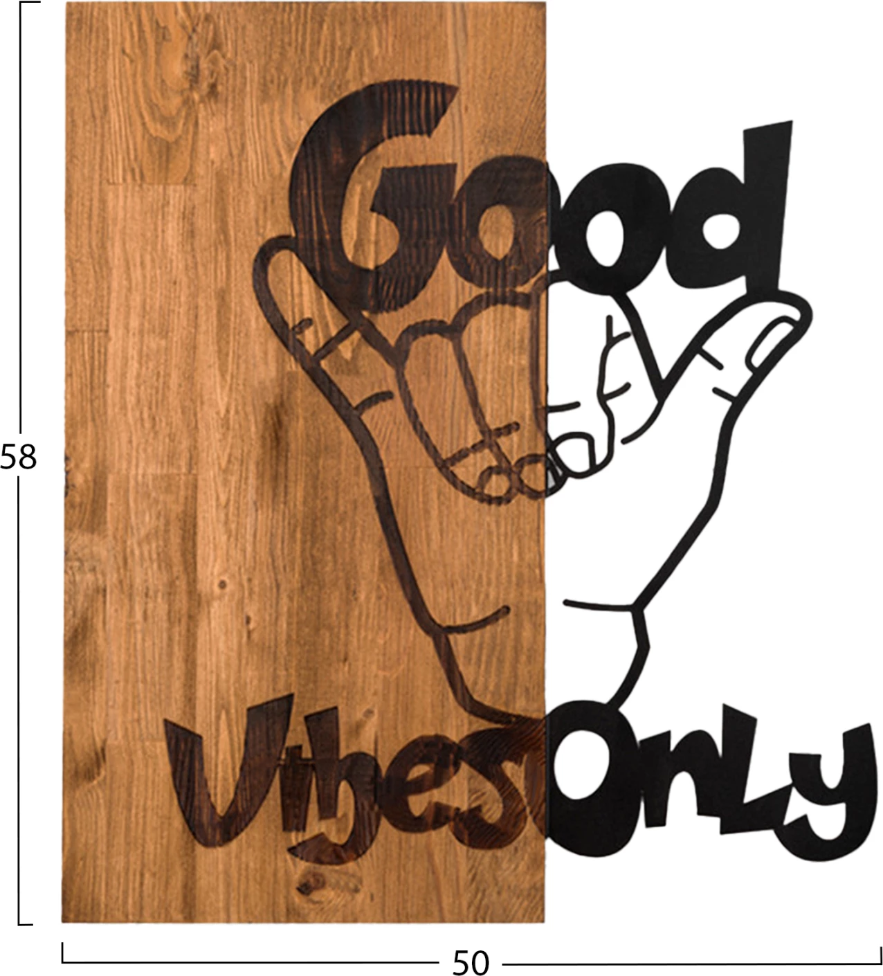 Dekor muri, metal i zi, dru, 50x3x58cm