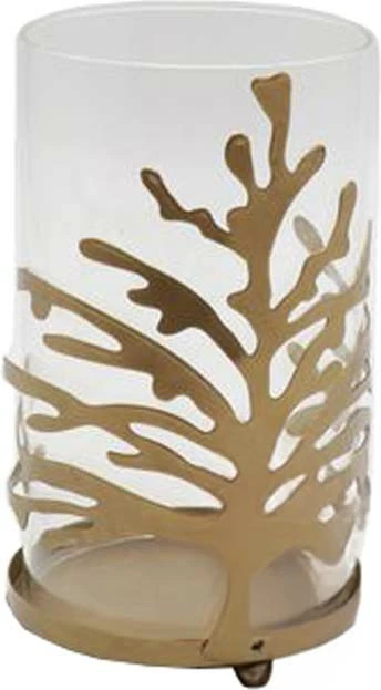 Mbajtëse qirinjsh të vegjël Ember, metalik ari, xham, 9x9x14cm