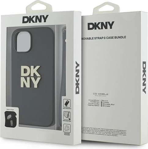 Mbështjellës DKNY Wrist Strap Stock Logo për iPhone 15/14/13, i zi