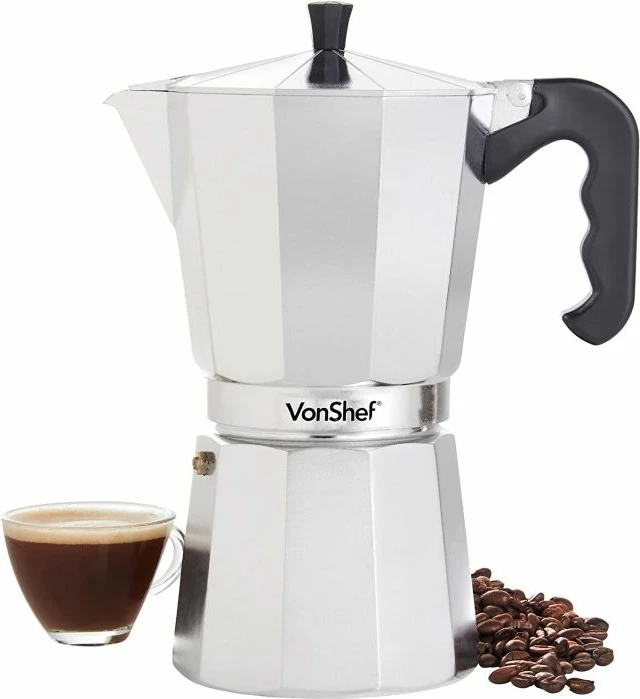 Aparat espresso (moka) Vonshef 1000144 600 ml 12 filxhana alumin, argjendi/zi