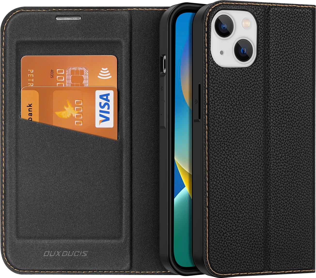 Mbështjellës Dux Ducis Skin X2 për iPhone 14 Plus, me kapak magnetik, i zi