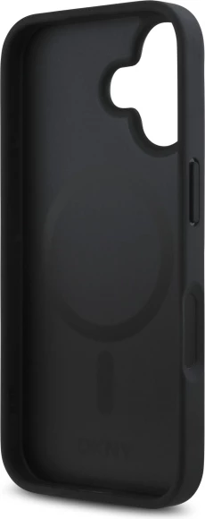 Mbështjellës DKNY Repeat Pattern Stack Logo MagSafe për iPhone 16, i zi