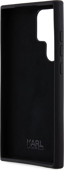 Mbështjellës Karl Lagerfeld Silicone Choupette Metal Pin për Samsung Galaxy S23 Ultra, i zi