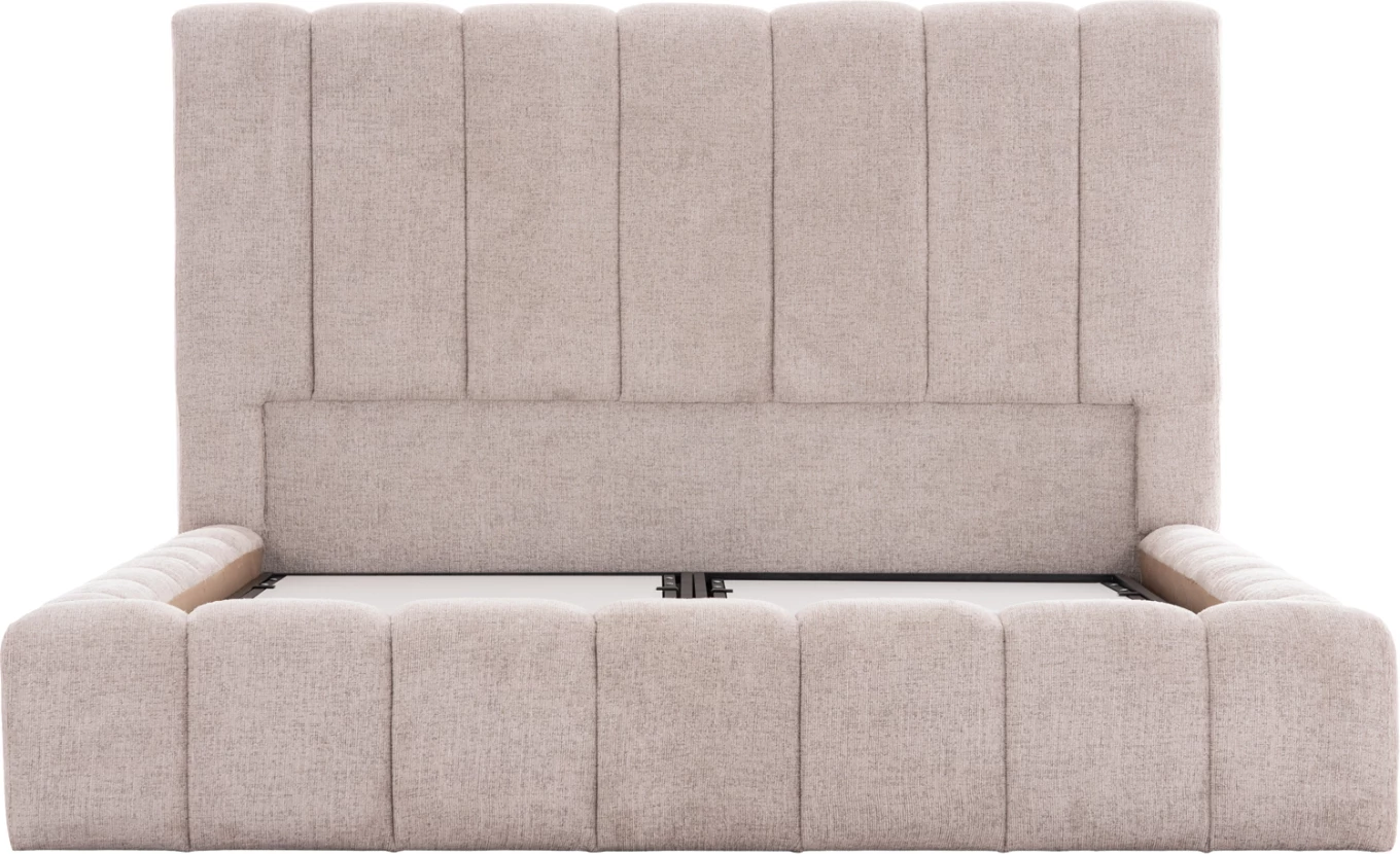 Krevat me hapësirë për depo, material TEDDY, bezhë, për dyshek 160x200cm