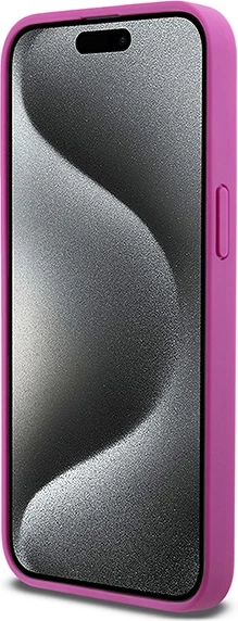 Mbështjellës DKNY Leather Monogram Pattern Metal Logo MagSafe për iPhone 15 Pro Max, Rozë