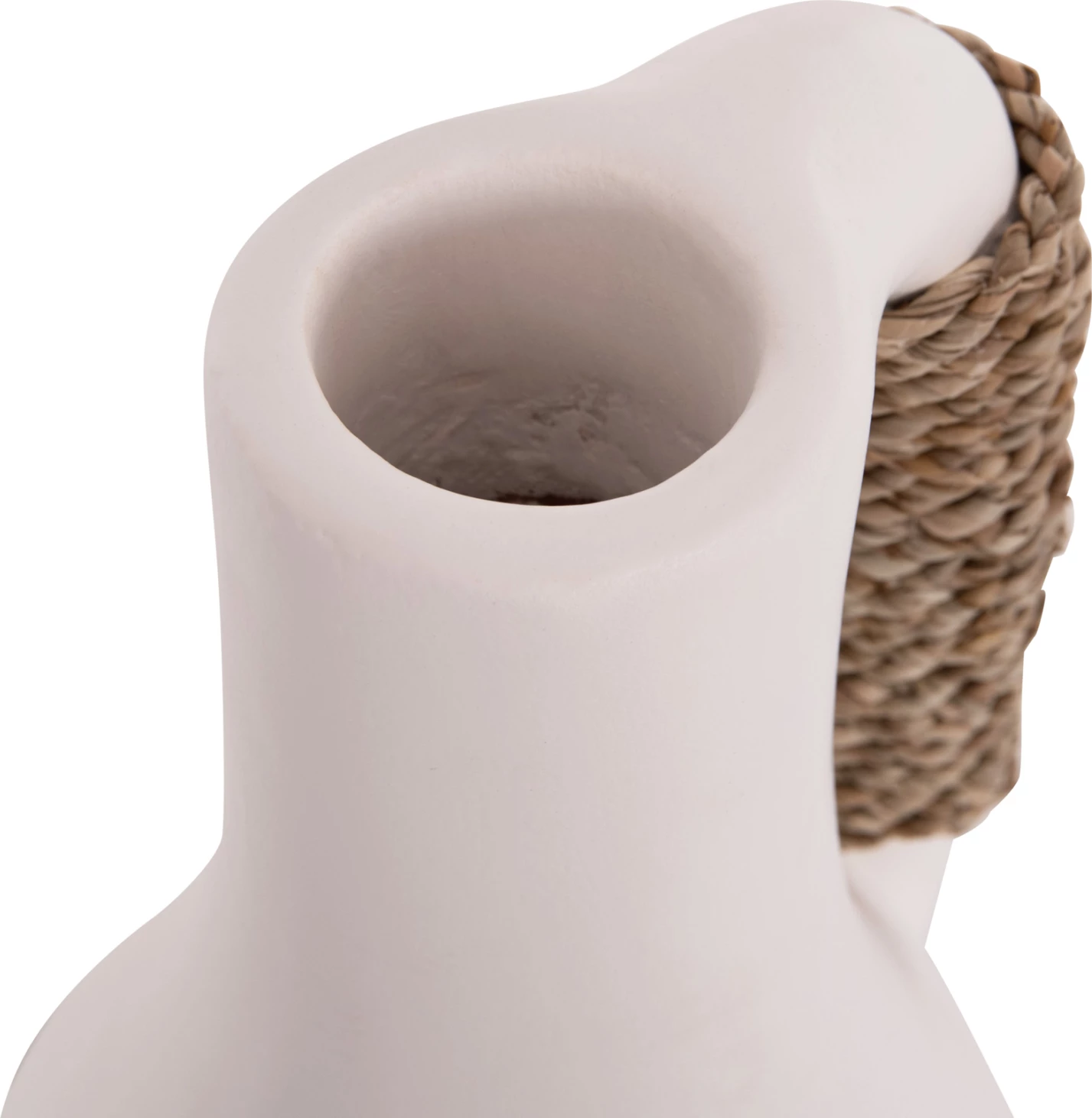 Vazo dekorative tavoline CAMMER, terrakotë e bardhë, dorezë me ratan, FH4687.02L, 18x39cm