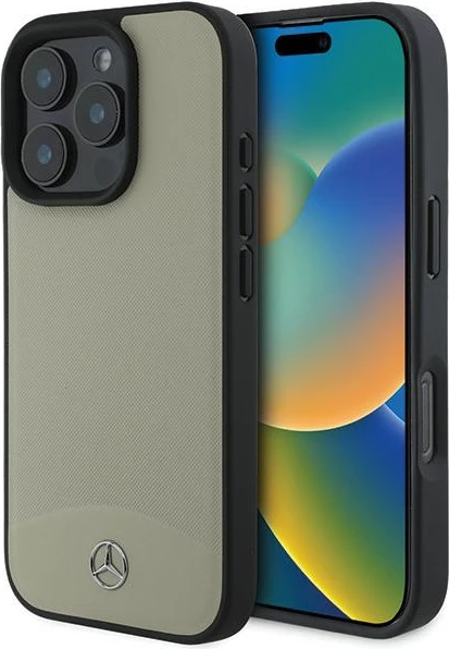 Mbështjellës Mercedes MB për iPhone 16 Pro Max, MagSafe, lëkurë, bezhë