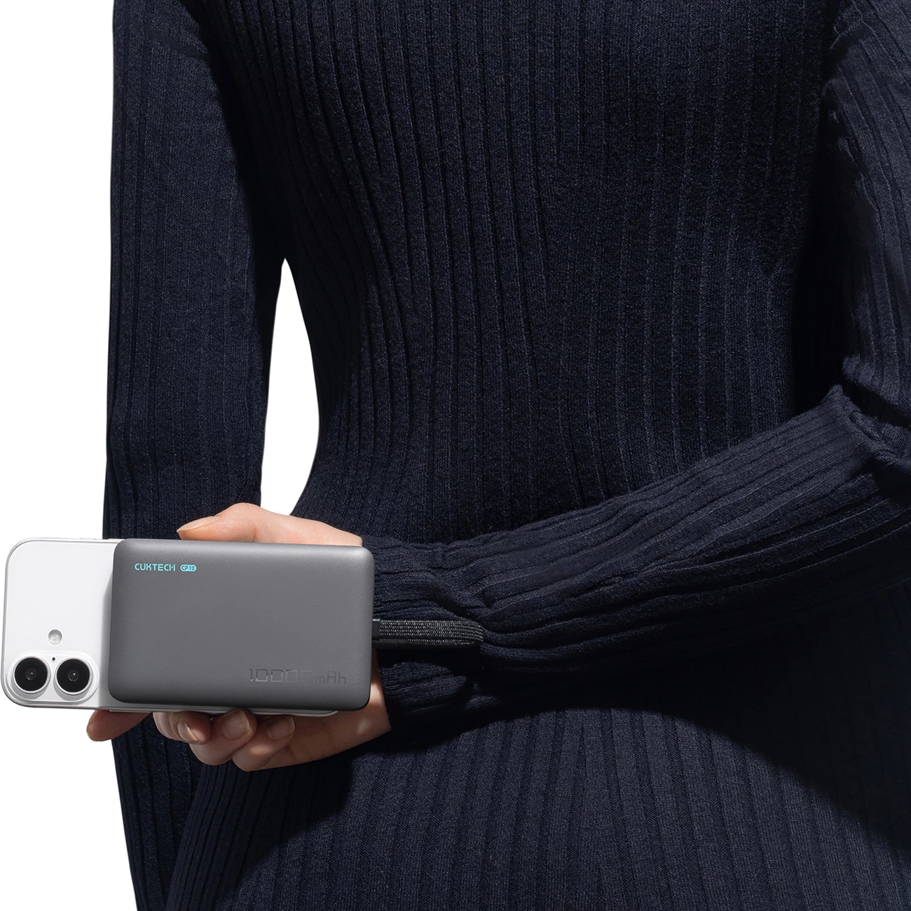 Power bank Cuktech CP132ML 10000mAh MagSafe kompatibil 22.5W USB-C me kabllo të integrume 7.5W wireless, e zezë