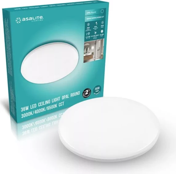 Plafonierë LED ASALITE ASAL0223 36W 3600lm CCT 3000K/4000K/6500K IP54, e bardhë