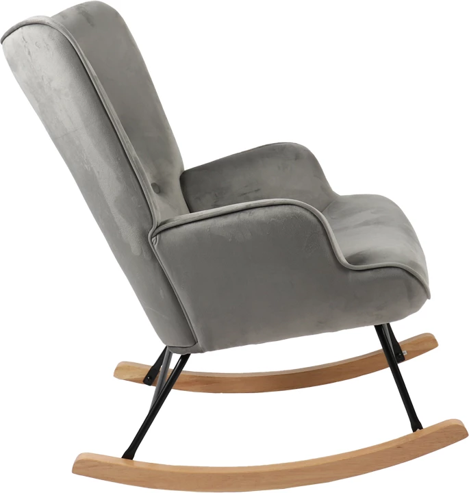 Karrige lëkundëse Georgia, pëlhurë kadife, gri-natyrale, 75x71x95cm