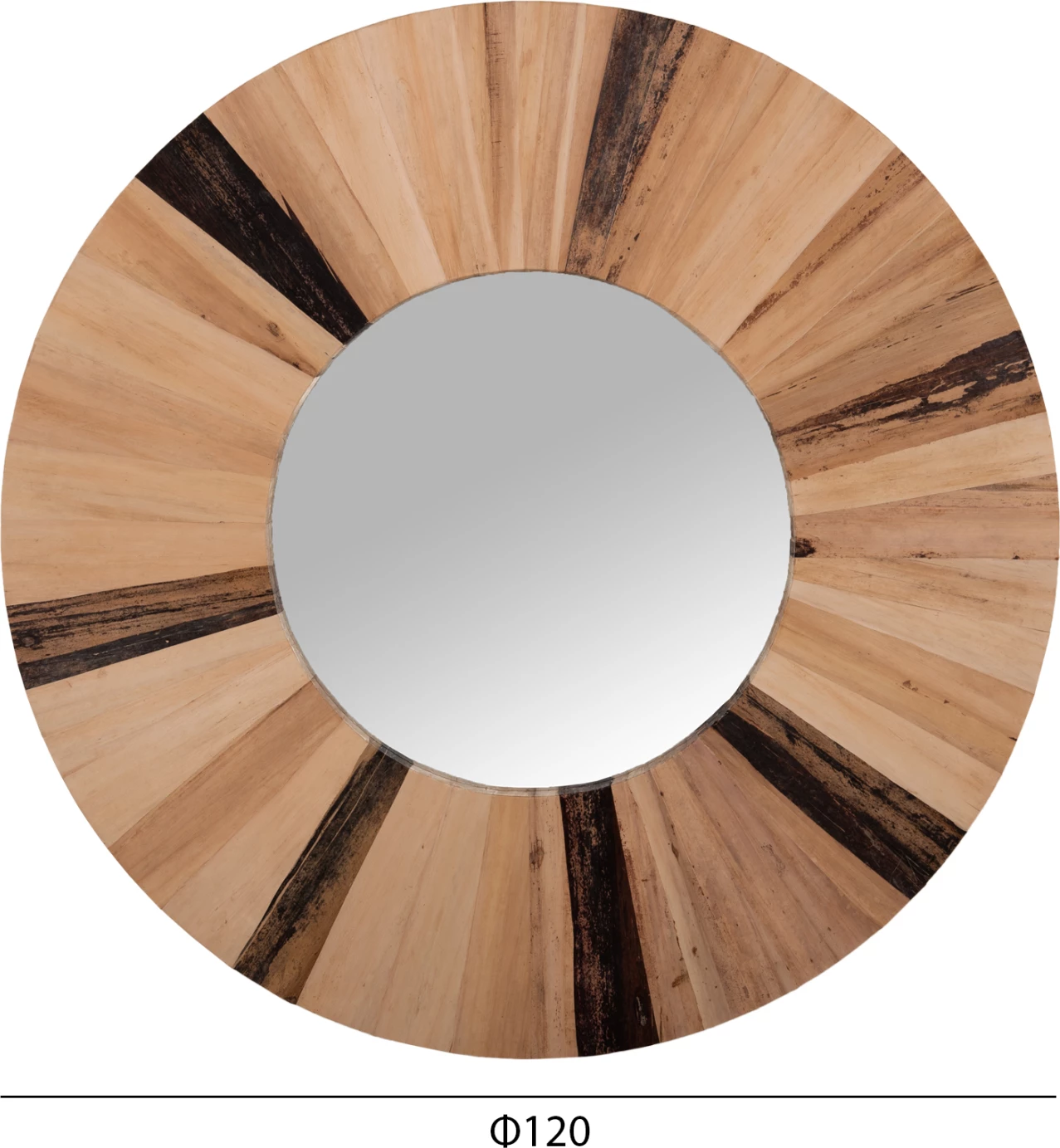 Pasqyrë muri e rrumbullakët, fibra gjethe palme të thara, ngjyrë natyrale, FH7839, Φ120x4cm