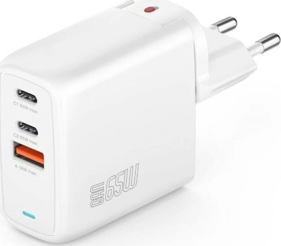 Karikues murale GaN, 4smarts KAT07314, 65W, 2x USB-C + 1x USB-A, i bardhë