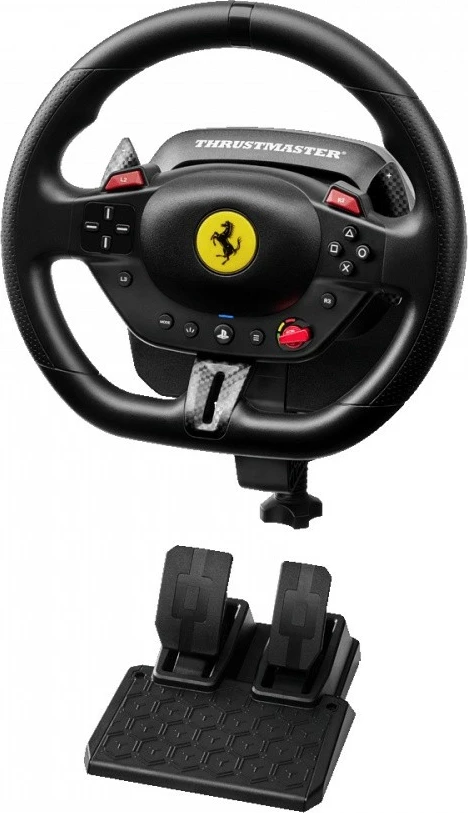 Timon gare, Thrustmaster T98-P Ferrari 296, 240° USB me 2 pedale H.E.A.R.T., për PS5/PS4/PC, i zi, set