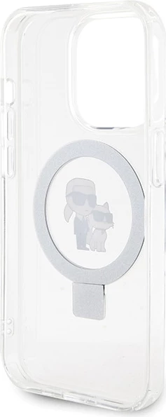 Mbështjellës Karl Lagerfeld Ring Stand Karl&Choupette MagSafe për iPhone 13 Pro Max, Bardhë